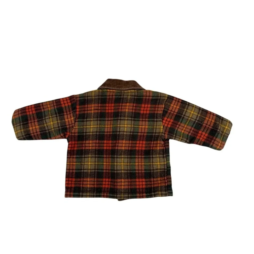 Vintage OshKosh Bgosh Plaid Barn Jacket 24 Months Corduroy Collar Quilted Lining